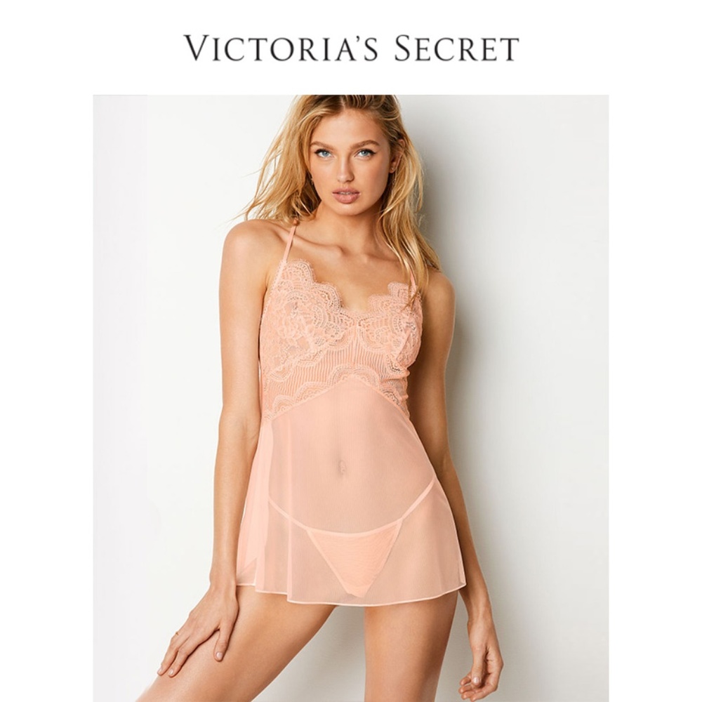 NWT VICTORIA'S SECRET LACE STRIPED MESH SEXY SET